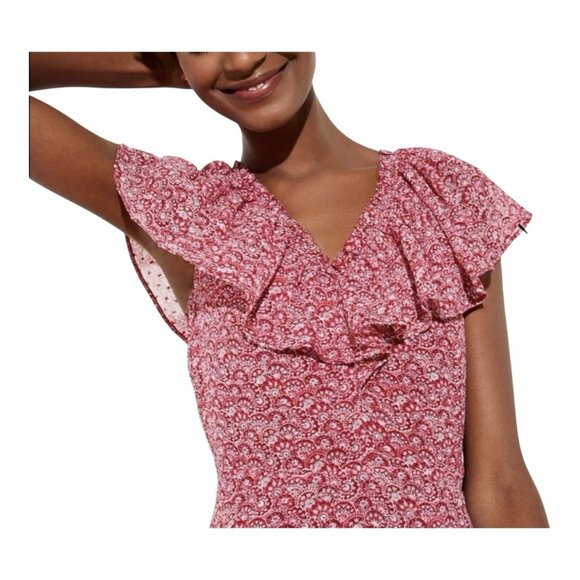 Loft Floral Flounce Tie Back Maxi Dress Lined Flowy Lightweight Cottage Western - Picture 2 of 11